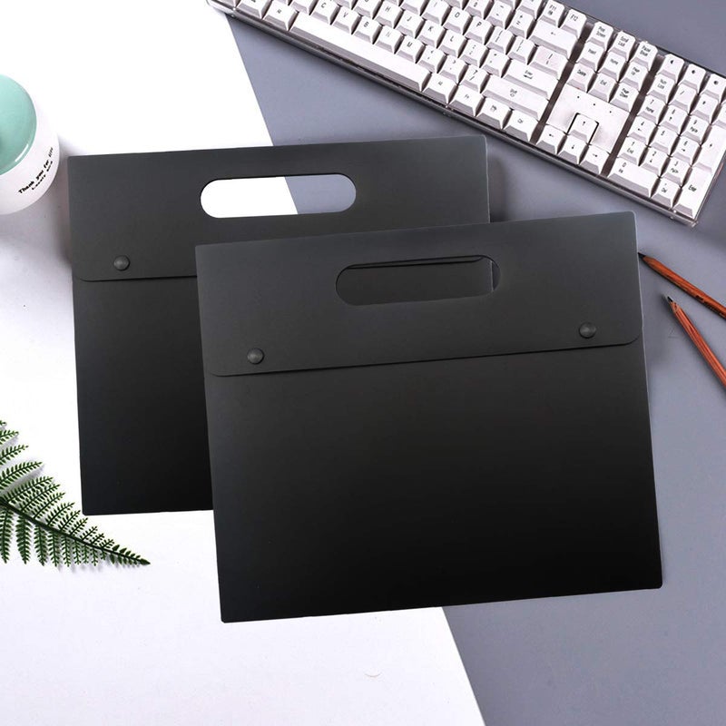 Enyuwlcm A4 Plastic Envelopes Document Holder with Handle Poly Envelope Portfolio Folder Jacket with Snap Closure Pack of 5 Black - Image 3
